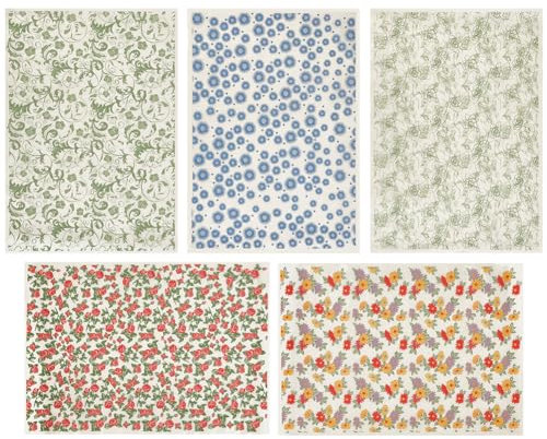 WEBEEDY 5 Stile Unterglasur-Transfers Keramik-Abziehbilder Bunte Blumen Porzellan-Keramik-Ton Glasur-Transferpapierblätter Für Töpferkunst Überglasur-Emaille-Aufkleber Wasserrutsch-Aufkleber