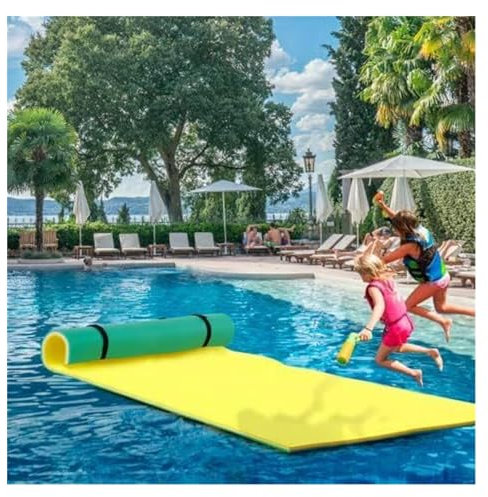 Llchaensc Wasser-Schwimmmatte Schwimmender Teppich Für Pool-Float, Aufrollbare Wassermatte Wasserhängematte Sommer Pool Floß Liege, Float Lounge Für Erwachsene,Orange,170X55X3.3cm