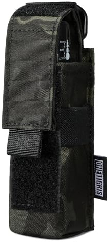 OneTigris Flashlight Holster & Holder, Tactical Flashlight Pouch MOLLE Compatible Pepper Spray & OC Spray Holder, Heavy-Duty 1000D Nylon for Belt, Vest, Backpack, Chest Rig