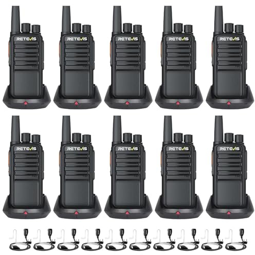 Retevis RB669 Funkgerät Set mit Headset, Freenet Lizenzfrei Walkie Talkie, 6 Freenet Kanäle und 16 PMR446, Deutsches Sprachsystem, Typ C Laden Sie, Funkgerät für Logistik, Business(Schwarz, 10 Stück)