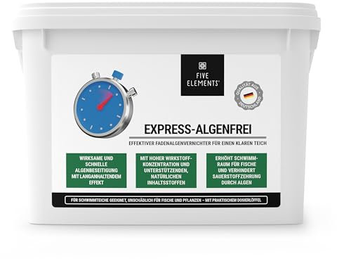 FIVE ELEMENTS® Express-Algenfrei | 2025: Verbesserte Formel | hochwirksamer Fadenalgenvernichter für einen klaren Teich | Granulat | 4,5 kg