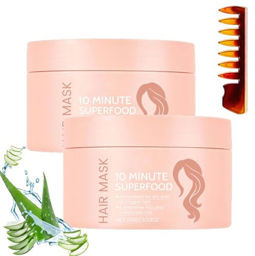 Glimmer 10-Minute Vitamin-Infusion Hair Mask, 10 Minute Superfood Hair Mask, Glimmr Hair Mask for Thicker, Fuller, Softer Hair,for Dry or Damaged Hair (2pcs)