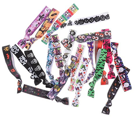 WOONEKY 25Stücke Halloween Haargummis Elastische Pferdeschwanzhalter Haarband für und Mädchen Knotenförmige Haarbänder für Halloween-partys und Alltag