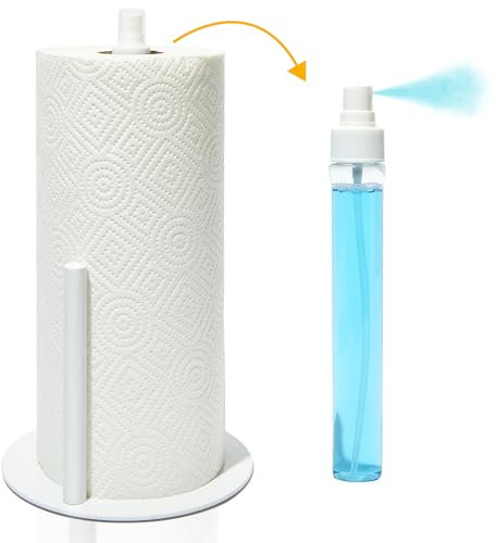 2-in-1 Stainless Steel Paper Towel Holder with Spray Bottle | White | J.M.T HomeGoods