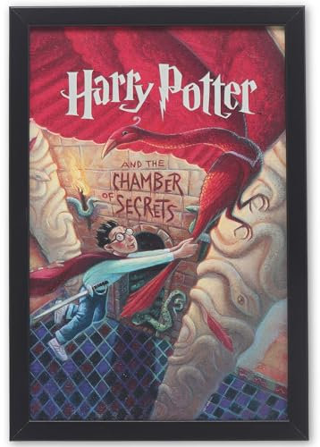 Harry Potter und die Kammer des Schreckens Bucheinband, gerahmtes Holz, Wanddekoration, klassische Harry-Potter-Wandkunst für Zuhause