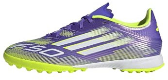 adidas Unisex F50 League Turf Football Boots, Purple Rush/Cloud White/Lucid Lemon, 12 UK