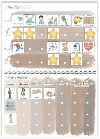 MEGA Wochenplaner und Tagesplaner für Kinder Boho, Routine Kind, Montessori, Morgenroutine, Abendroutine, Wochenplan, Aufgabenliste mit 160 TOP Kärtchen, Deutsch (Boho)