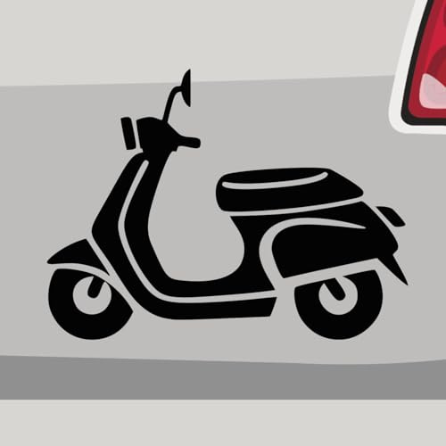 Autoaufkleber - Roller Silhouette Mofa 50ccm - Sticker, Aufkleber für Auto, Motorrad, Fahrrad, Laptop, LKW, JDM Decal Racing (8x6cm | Schwarz)
