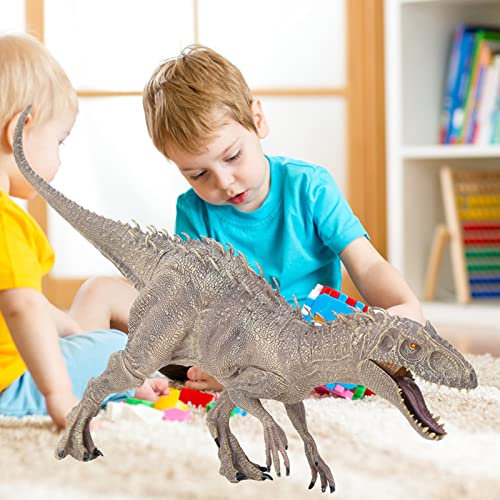 KENANLAN Dinosaurier Spielzeug,Dinosauriermodell Spielzeug Simulation Tiermodell Tyrannosaurus Dinosaurierfiguren Spielspielzeug (Großer Grauer Indominus Rex (Mund beweglich))