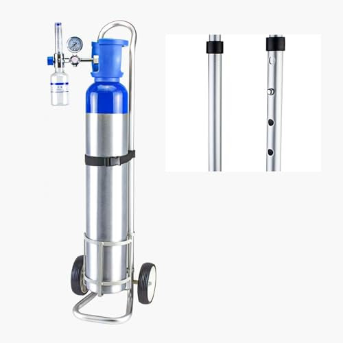 Portabotellas de Oxígeno Carrito para Transportar Botellas de Oxígeno Pequeñas de 2 Ruedas, Altura Regulable, Portabotellas de Oxígeno, Carrito Sencillo para Transportar Botellas de Oxígeno a Gas, Alt