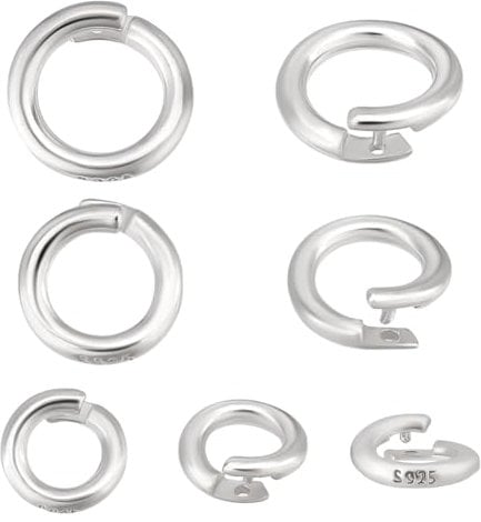 PH PandaHall 925 Sterling Silver Locking Jump Rings 8pcs 3 Sizes Open O Rings Snapping Circle Linking Ring Thick Jewellery Connectors for Necklace Bracelet Jewellery Making DIY Handicrafts 6/8/10mm