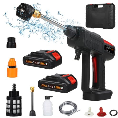 YIWEOG Laveuse électrique sans Fil 60 Bars 300 W Haute Puissance avec Batterie Rechargeable 6 en 1 pour Nettoyage de Sol de clôture de Voiture, arrosage avec boîte à Outils