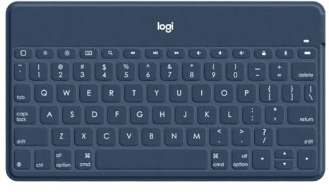 Logitech Keys to Go - Kabellose Tastatur - Kabellose Tastatur, Ultraleicht & Geräuschlos, für Windows, Tablet, iPad, iPhone, macOS, iOS - US (QWERTY) - dunkelblau【Bulk - ohne Verpackung】