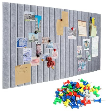 60x40 cm Filz Pinnwand, Dekorative Pinnwand Selbstklebend mit 30 Pins, Bulletin Board für Büro, Zuhause, Schule (Grau)