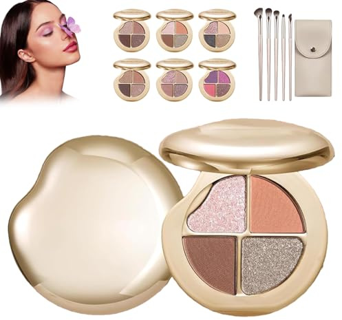 Palette Illuminante Occhi E Guance Gallery, Palette Di Blush E Illuminanti, Ombretto Metallizzato Shimmer in Polvere A 4 Colori Per Tutti I Toni Della Pelle (2# Marrone arancio)