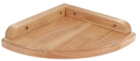 UTHCLO Wall Mounted Oak Corner Shelf, Fan Shaped Floating Storage Rack with Rounded Edges for Living Room and Nursery Monitor, 18cm