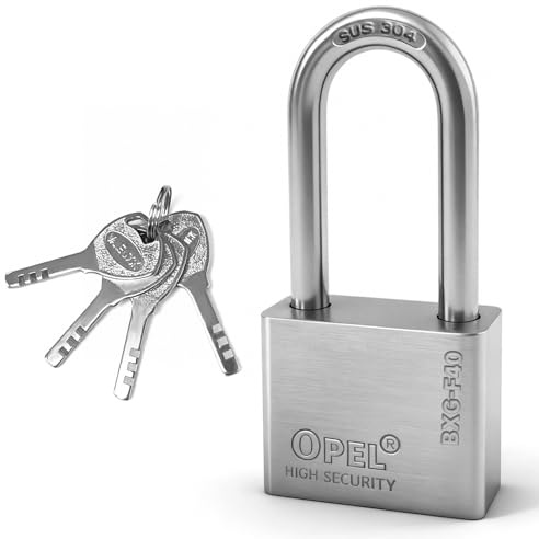 Euablfo Candado de acero inoxidable 304, cerradura de 40 mm con 4 llaves, candado grande resistente a la intemperie para sótanos, taquillas, garajes