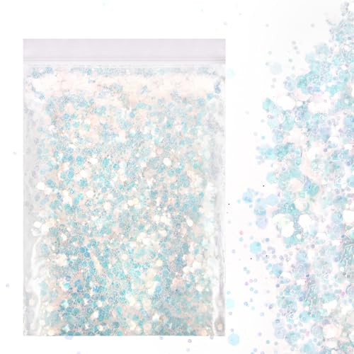 LOPHE Paillettes de Corps, Paillettes Scintillantes, Poudre Paillette, Paillette Épaisses, Poudre Scintillante Maquillag pour Visage, Corps, Clou, Cheveux, Halloween, Fête, Noël, 50g, Multicolore-B