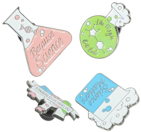 MAGICLULU Lot de 4 Épingles Créatives en Alliage pour Vêtements et Pulls, Broches à Thème Scientifique pour Professeurs et Amateurs