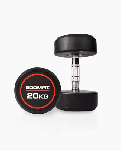 BOOMFIT Manubri per bodybuilding 1-50 kg (coppia) | Pesi da palestra in gomma silenziosi | Kit manubri per bodybuilding a casa e fitness | Aumento di massa e tonificazione | Uomo e donna