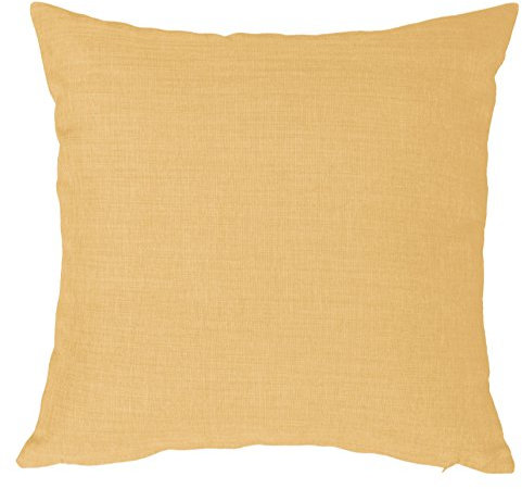 Kissenbezug 50x50 cm gelb mit Reißverschluss Struktur Leinenoptik Kissen für Sofa Wurfkissen