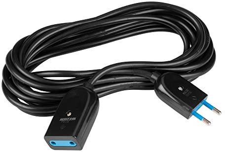 POLY POOL - PP0377.2Q Prolunga Elettrica Nera 250V Cavo Elettrico Estensibile 5 Metri - Spina Elettrica Italiana 10A 2P - Presa Elettrica Italiana 10A 2P - Prolunga 5 Metri Nera 100% Made in Italy