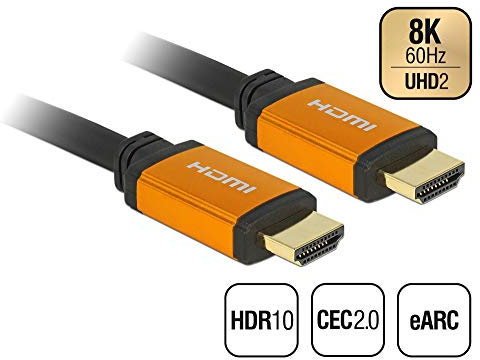 Delock Hochwertiges 8K HDMI Kabel @60Hz 48 Gbps, 1,50 m Länge, Ultra HD2, 4K@120Hz, eARC, UHDTV, HDR 10+, Variable Refresh Rate VRR, Dolby Vision, für Xbox, PS4, Blu Ray Player, 85728