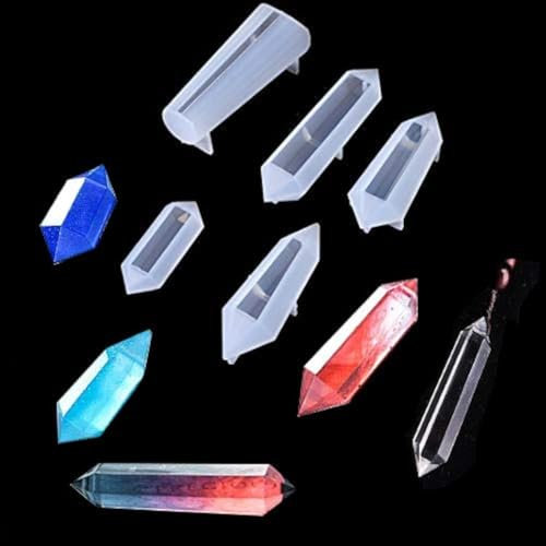 FineInno 5PCS Kristal Epoxidharz Formen,Edelstein Silikonform Gießformen,DIY Epoxy Resin Mold Anhänger Basteln Halskette Schmuck