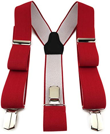 TigerTie Unisex Hosenträger in Y-Form mit 3 extra starken Clips - Farbe in rot einfarbig Uni - hochwertige Verarbeitung - Breite 35 mm