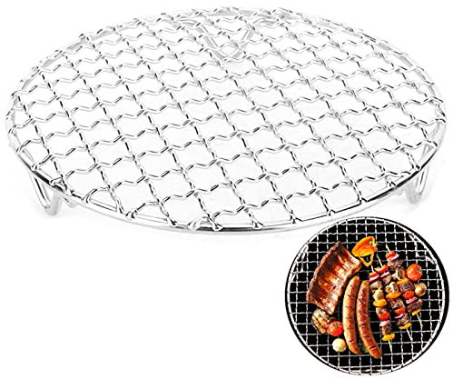Rejillas para hornear redondas, acero inoxidable con soporte Rejilla para hornear de metal para barbacoa y freidora de aire