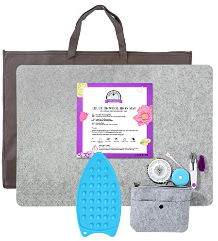 Rdutuok 24x17 Inches Wool Pressing Mat for Quilting Ironing Pad Easy Press Wooly Felted Iron Board for Retains Heat, Great for Quilting & Sewing Projects