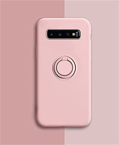Alihtte Coque pour Samsung Galaxy S10e,Coque magnétique avec Anneau Rotatif à 360 ° Mince Coque Antichoc Silicone avec Plaque métallique, Aimant Support de Voiture Housse Bumper, Rose Sable