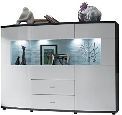 möbelando Highboard Hochschrank Holzschrank Wohnzimmerschrank Vitrine Gate I