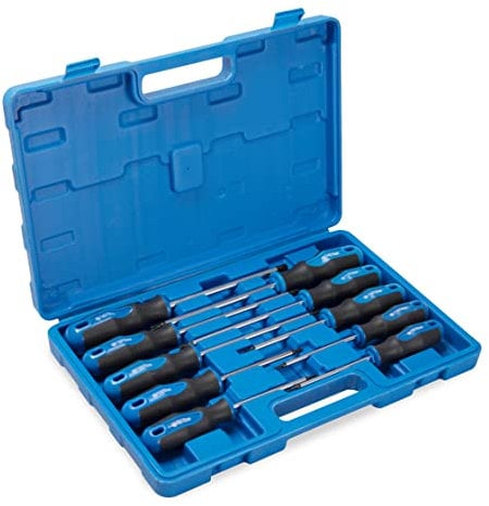 10 tlg magnetisches Torx-Schraubendreher-Set, schwarz lackierte Spitze mit Mittelloch, professionelles Schraubendreher-Set mit gepolstertem Griff und hohem Drehmoment