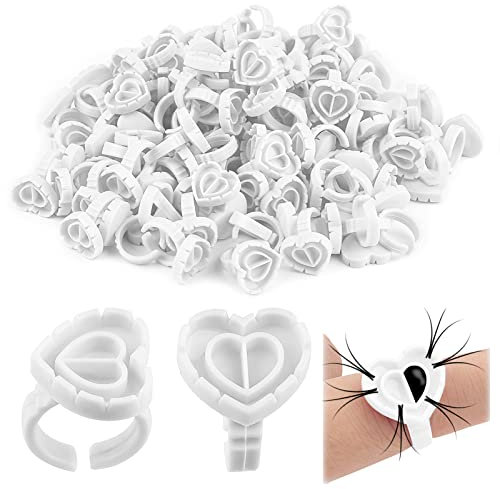 100 Pcs Lash Glue Holder, Plastic Glue Rings Glue Holder Rings, Lash Glue Rings False Eyelash Glue Ring Cup Lash Volume Rings for Eyelash Extension, White