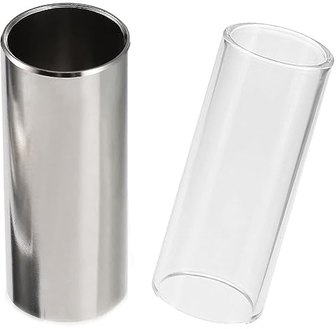 JEOPKO Guitar Slides,1PCS Glass Slide 1 PCS Stainless Steel Slider (6cm) Guitar Slider for Electric Guitar Acoustic Guitar and Bassguitar accessories.
