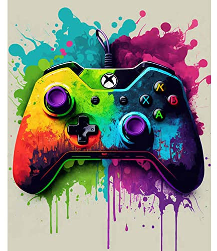 Paint by Number Kits Gaming Themed Canvas DIY Oil Painting for Kids Students Adults Beginner with Brushes & Acrylic Pigment Video Game Poster Watercolor Artwork Best Gamer Gifts 16x20inch (Frameless)