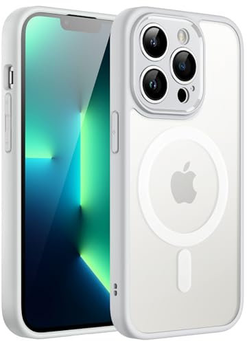 JETech Magnetic Case for iPhone 13 Pro Max 6.7-Inch, Compatible with MagSafe, Translucent Matte Back Camera Lens Full Protection Slim Shockproof Phone Cover (Grey)