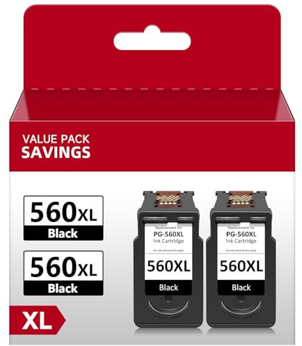 Economink PG-560XL Druckerpatronen Kompatible für Canon 560 560XL Patronen für Canon TS5350 TS5351 TS7450 TS7451 TS5352 TS5353 (2 Schwarz)