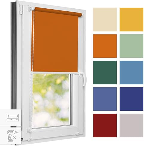 Estika Rollo für Fenster ohne Bohren - 60 x 150 cm - Ocker -Sammlungsverkauf, Klemmfix Montage, Fenster rollos für innen, Sichtschutz für Fenster und balkontür (60 cm Stoffbreite)