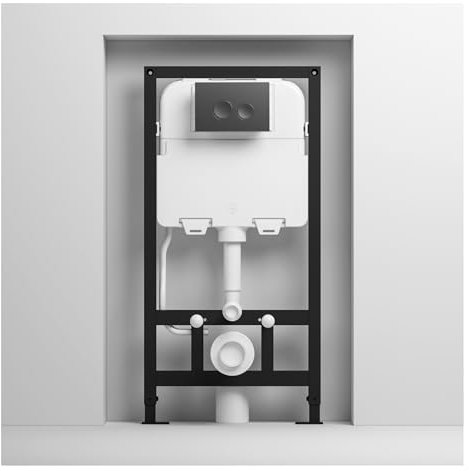 MEJE #MJ-MZE014P- in-Wall Toilet Tank Carrier with Dual-Flush Actuator Plate, White (Compitable with #MZE014P Wall-Hung Smart Toilet)