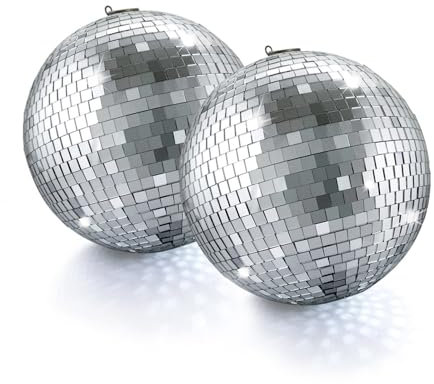 JurciCat DiscoKugel 10cm 2Pcs Spiegelkugel Silberne Hängekugel lustige Party-Discokugeln Für Weihnachtsdekoration Geburtstag Mottoparty Hochzeit
