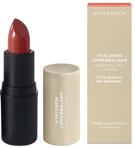 JUNGLÜCK Hyaluron Lippenbalsam Pfirsich - Vegan | Getönter Lippenpflegestift mit dezentem Vanilleduft für geschmeidig weiche Lippen | Lippenpflege mit BIO Aloe Vera für langanhaltende Pflege
