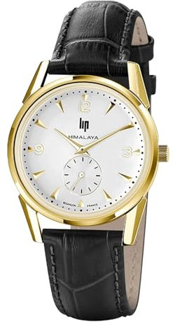 Lip Montre Himalaya 35 mm - Seconde Excentrée - Cuir Noir
