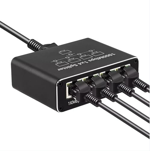 Divisor Gigabit Ethernet 1 a 4 - Divisor de red con cable de alimentación USB, adaptador divisor de Internet RJ45 de alta velocidad de 1000 Mbps para cable Cat 5/5e/6/7/8 [4 dispositivos conectados en