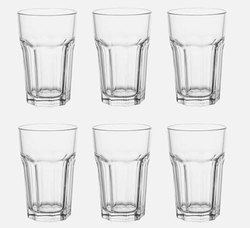6-er Set Gläser Pokal - Glas für Cocktail Longdrink Wasser Tee Kaffee bis 120°C - 350ml - 14cm hoch - spülmaschinenfest (IKE 102.704.78)