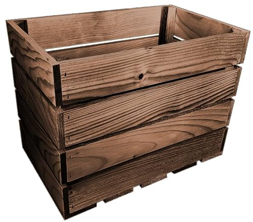 Lermowood Holzkisten Reg 25 x 40 x 30cm Eiche | Dekokisten aus Holz Massive Holzkiste Regalkiste Weinkiste