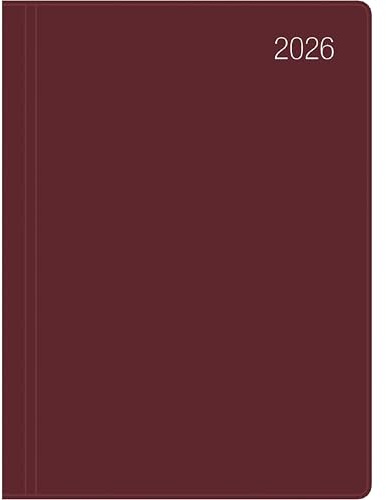 Zettler Taschenkalender bordeaux 1W/2S 2026 – Timer 10 × 14 cm, 1 Woche auf 2 Seiten, flexibler Kunststoffeinband, FSC-zertifiziert