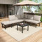 KUIKUI Garden Sofa Set of 6, Outdoor Corner Sofa with Adjustable Feet and Cushions, Patio Furniture with Galvanized Iron Frame, Beige