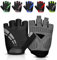 WESTWOOD FOX Fahrradhandschuhe für Herren und Damen Halbfinger-Gel-gepolsterte rutschfeste Mountainbike-Handschuhe atmungsaktive Stoßdämpfung griffige Handfläche (Schwarz, L)